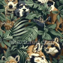 seamless Seamless 3D Jungle Animal Camouflage PBR Texture Featuring Leafy Foliage and Wildlife texture 8k free download PBR