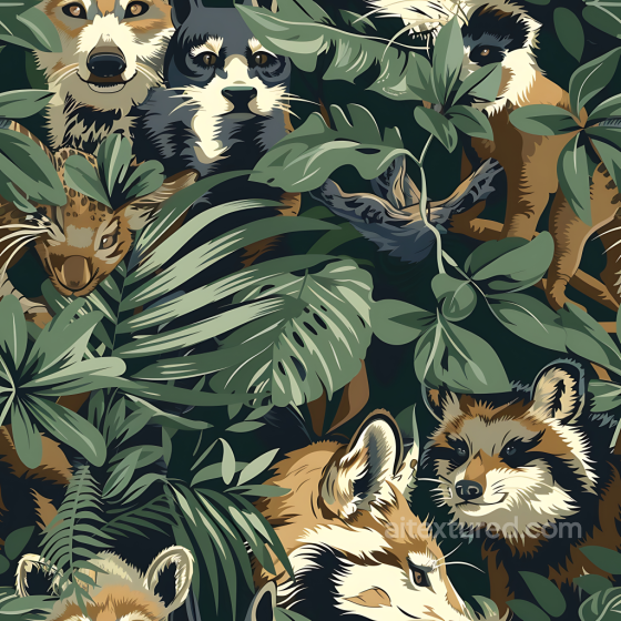 Jungle Animal Camouflage PBR Texture Featuring Leafy Foliage and Wildlife Color Camouflage texture preview