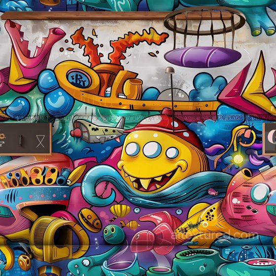 Graffiti Texture Featuring Vibrant Cartoon Style Wall Art Graffiti texture preview