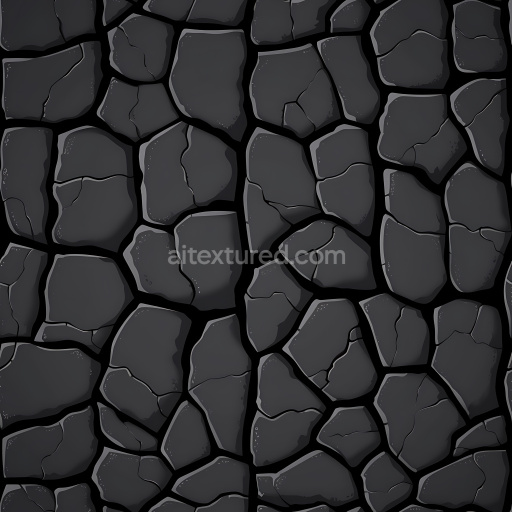 Seamless 3D PBR Texture of Cracked Dark Stone with Jagged Fractures