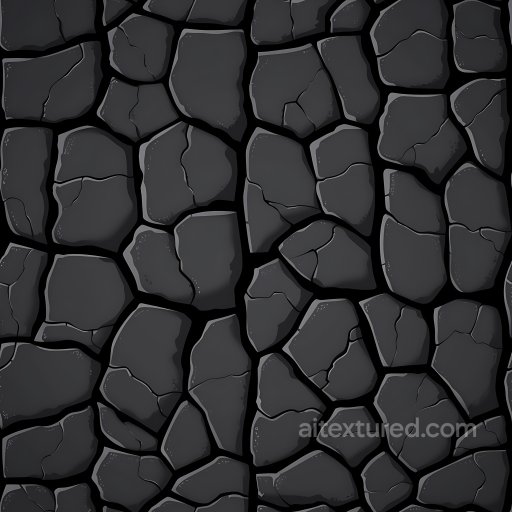 Cracked & Holes Texture of Cracked Dark Stone with Jagged Fractures seamless Cracked & Holes PBR texture