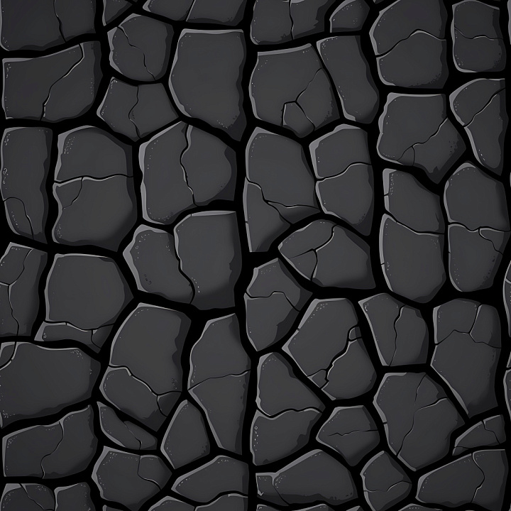 Cracked & Holes of Cracked Dark Stone with Jagged Fractures seamless PBR texture preview