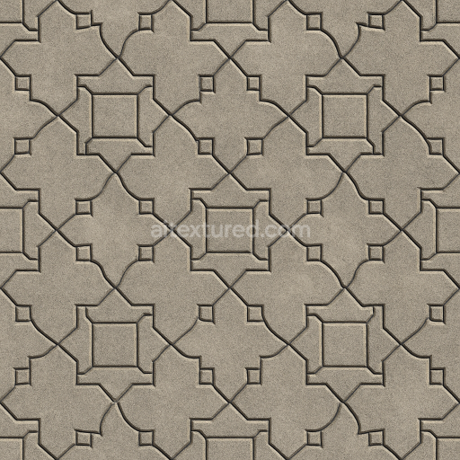 Preview — Seamless Concrete PBR Texture — Decorative Paving Tiles Forming Geometric Ornamental Pattern Com