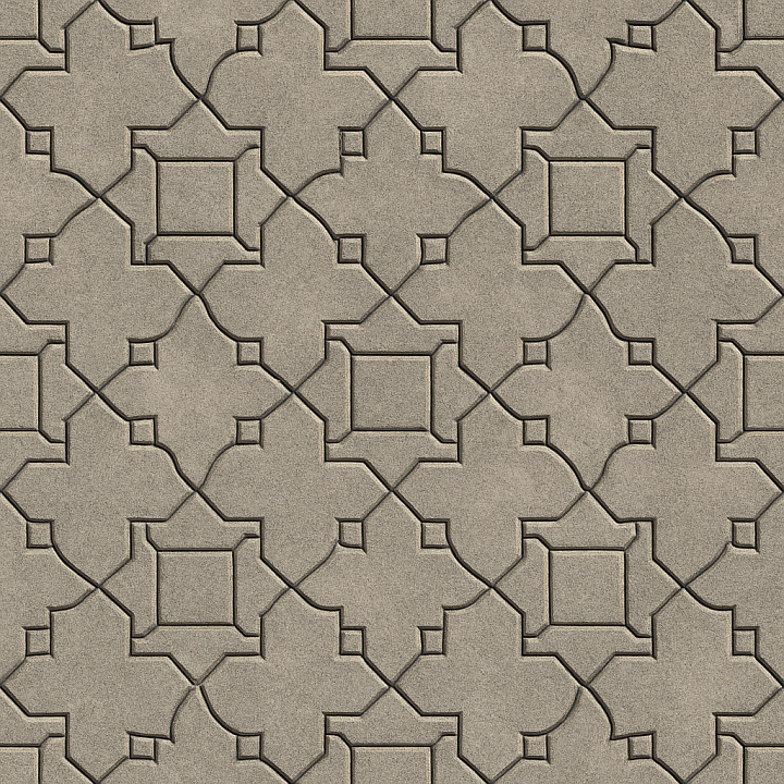 Concrete - Decorative Paving Tiles Forming Geometric Ornamental Patt… seamless PBR texture preview
