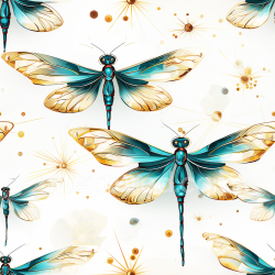 seamless Seamless 3D PBR Texture Featuring Intricate Blue-Gold Dragonfly Illustrations texture 8k free download PBR