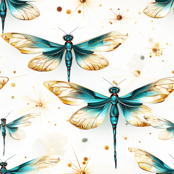 Featuring Intricate Blue-Gold Dragonfly Illustrations Dragonfly texture preview