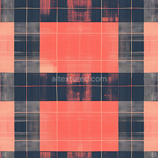 Seamless 3D PBR Plaid Fabric Texture in Coral Pink and Navy Blue