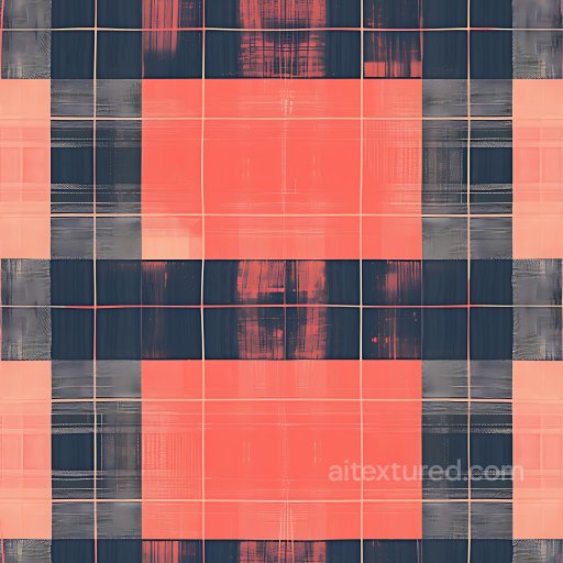 Seamless 3D Plaid Patterned Metal PBR Texture in Coral and Steel Blue texture preview