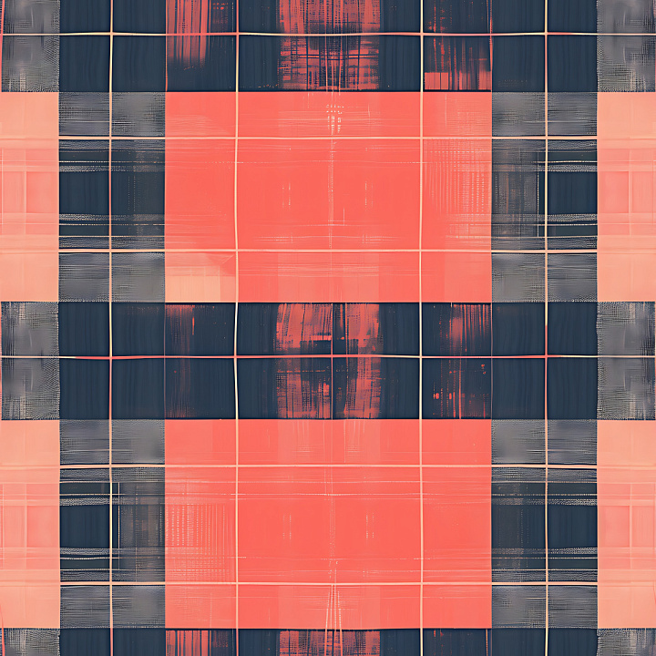 Plaid Patterned Metal in Coral and Steel Blue seamless PBR texture preview