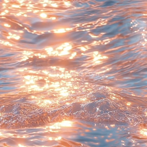 Seamless 3D PBR Texture of Golden Hour Water Surface with Soft Waves and Realistic Light Reflections