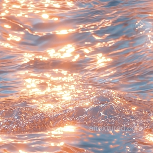 Golden Hour Water Surface Seamless Texture with Soft Waves and Realistic Light Reflections seamless Water PBR texture