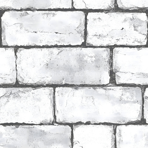 Seamless 3D PBR Cracked White Brick Wall Texture with Weathered Imperfections
