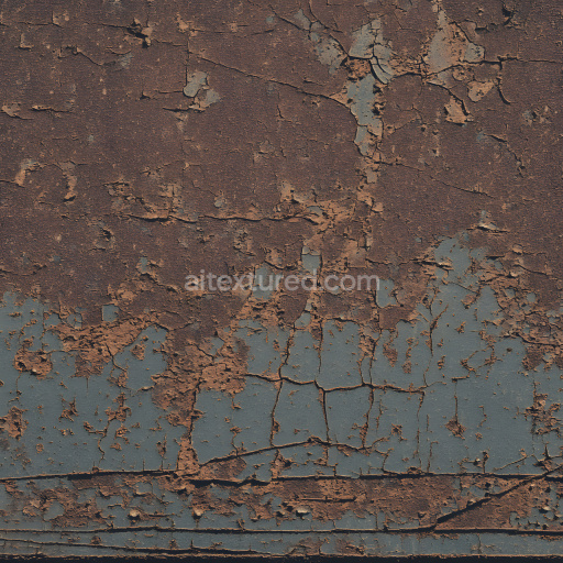 Seamless 3D PBR Rusted Metal Surface with Cracked and Peeling Paint Texture