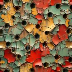 seamless Seamless 3D cracked and holey painted metal PBR texture in red, yellow, and green texture 8k free download PBR