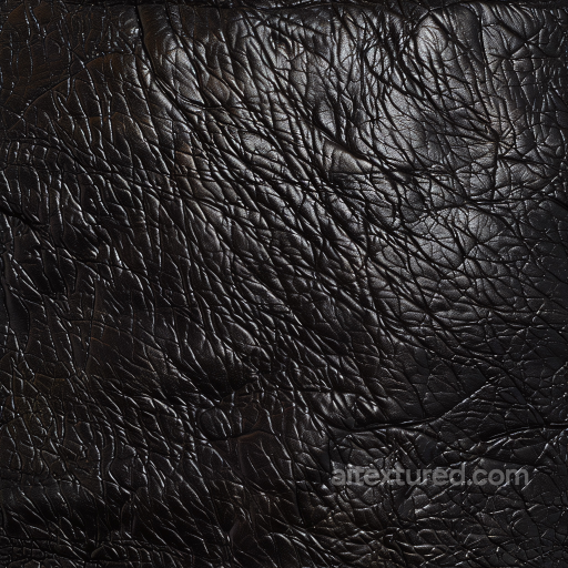 cracked black leather PBR texture with deep wrinkles and glossy finish seamless Leather PBR texture