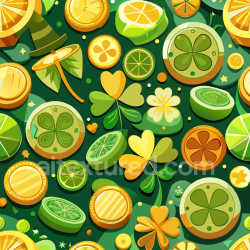 seamless Seamless 3D PBR Texture of Cartoon Citrus Slices and Shamrocks in Digital Paper Style texture 8k free download PBR