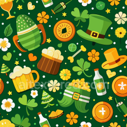 seamless Seamless 3D PBR St Patrick Digital Paper Texture with Festive Icons & Green Background texture 8k free download PBR