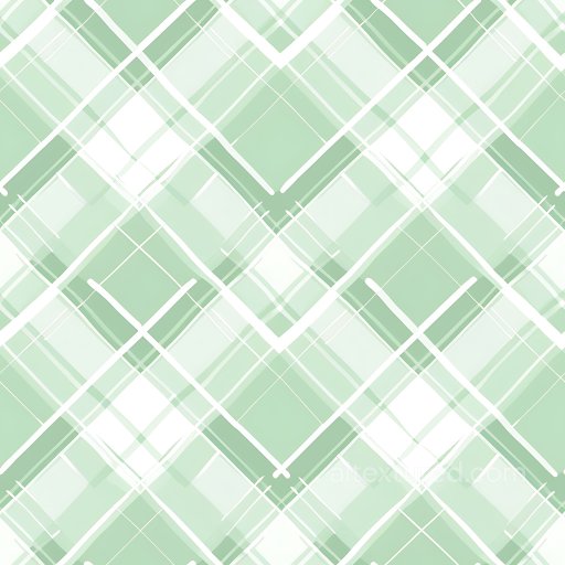Seamless 3D PBR Plaid Texture Featuring Soft Green and White Overlapping Lines texture preview