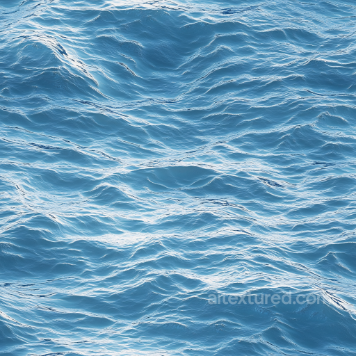 Water Texture of Realistic Ocean Surface with Gentle Waves seamless Water PBR texture
