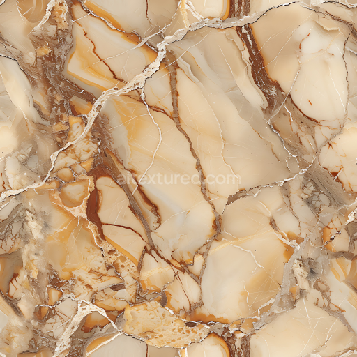 Seamless 3D Breccia Oniciata Natural Marble PBR Texture with Warm Honey Veins