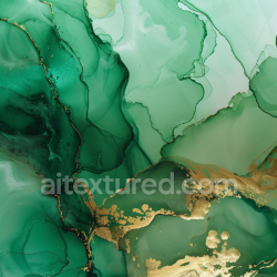seamless Seamless 3D Alcohol Ink PBR Texture Featuring Emerald Green Fluidity with Gold Veining texture 8k free download PBR