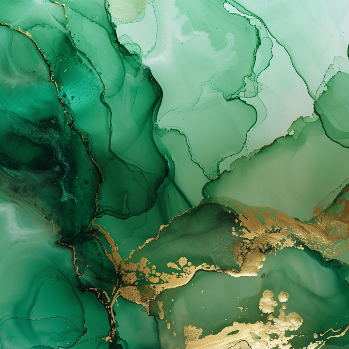 Alcohol Ink Featuring Emerald Green Fluidity with Gold Veining seamless PBR texture preview