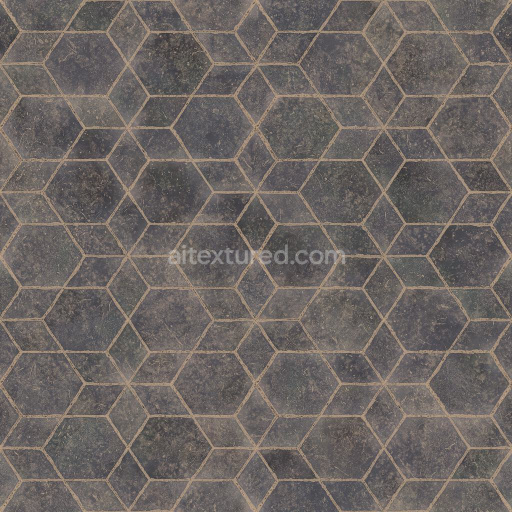 Hexagonal and Star Shaped Black Tile Texture | Free PBR