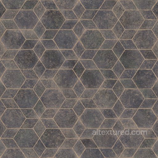 Hexagonal and Star Shaped Black Tile Texture | Free PBR seamless Tile PBR texture