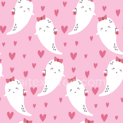 seamless Seamless 3D PBR Texture Featuring Cute White Ghosts on Pink Background texture 8k free download PBR