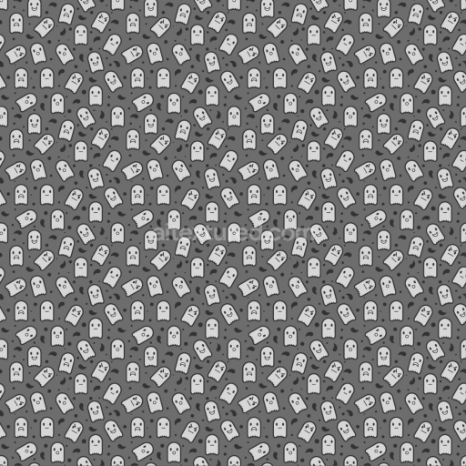 Seamless 3D PBR White & Black Cartoon Ghost Pattern Fabric Texture