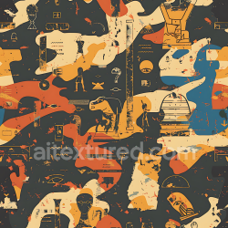 seamless Seamless 3D Camouflage PBR Texture with Ancient Egypt Silhouettes and Earthy Palette texture 8k free download PBR