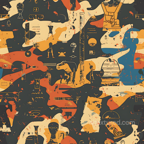 Camouflage PBR Texture with Ancient Egypt Silhouettes and Earthy Palette Color Camouflage texture preview