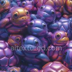 seamless Seamless 3D Inflated Vinyl Turtle Plush PBR Texture in Purple and Orange texture 8k free download PBR