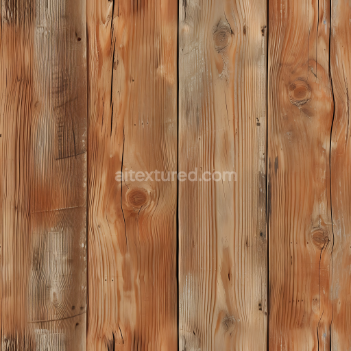Seamless 3D PBR Weathered Pine Wood Planks Texture with Distinctive Knots and Grain