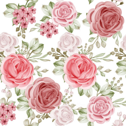 Pink Flower Fabric Texture with Watercolor Floral Design seamless Pink Flower PBR texture