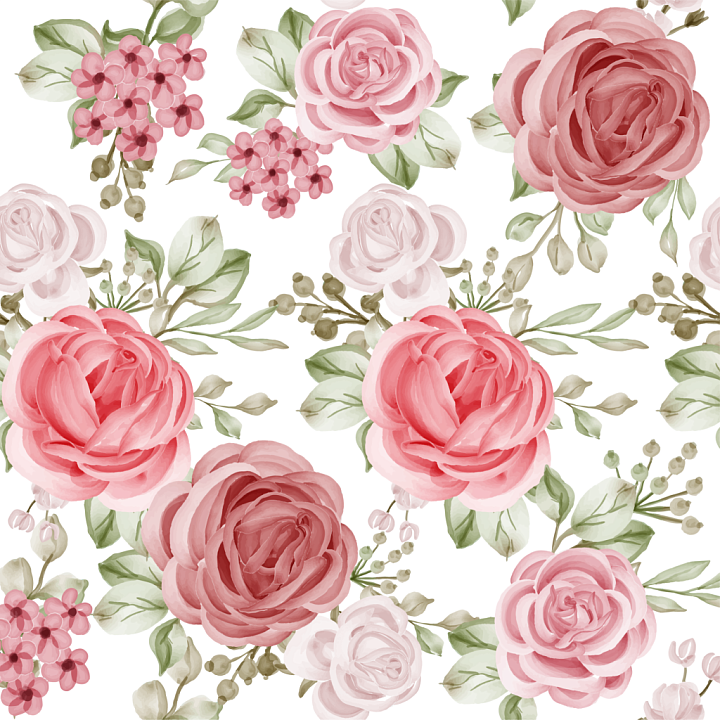 Pink Flower Fabric with Watercolor Floral Design seamless PBR texture preview
