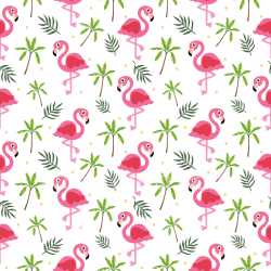 Pattern Bundle - Seamless 3D Pattern PBR Texture Featuring Playful Pink Flamingos and Tropical Leaves texture preview