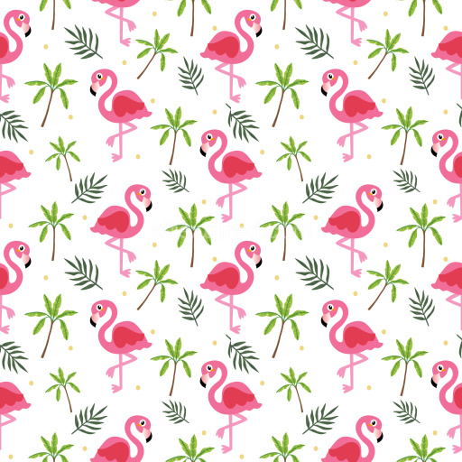 Pattern Bundle - Seamless 3D Pattern PBR Texture Featuring Playful Pink Flamingos and Tropical Leaves texture preview