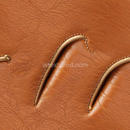 Seamless 3D PBR Smooth Tan Leather Texture Featuring Fine Grain and Stitched Edges