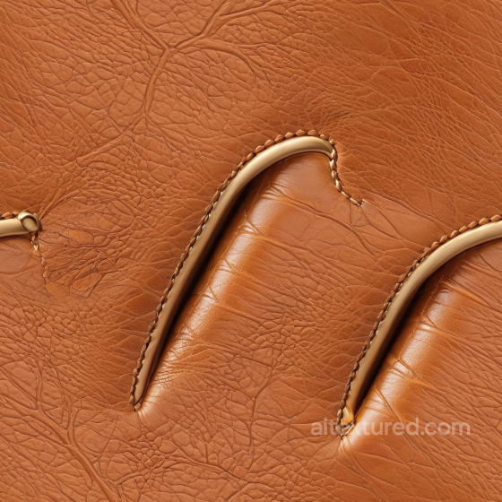 Smooth Tan Leather Texture Featuring Fine Grain and Stitched Edges Leather texture preview