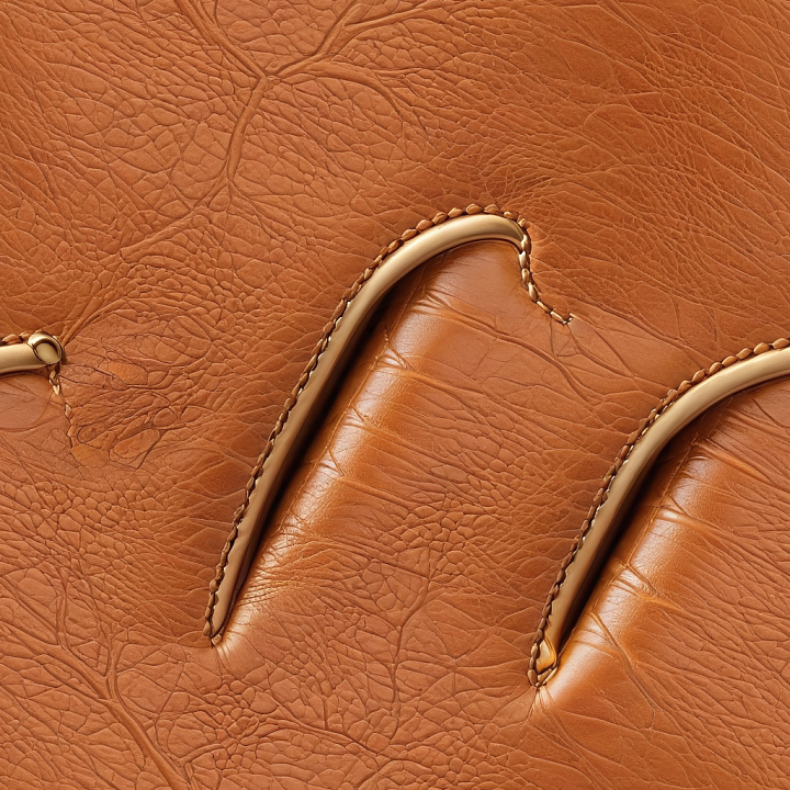 Smooth Tan Leather Featuring Fine Grain and Stitched Edges seamless PBR texture preview