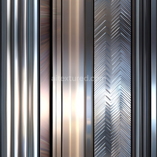Seamless 3D Steel Metal PBR Texture Featuring Polished Reflective and Patterned Panels