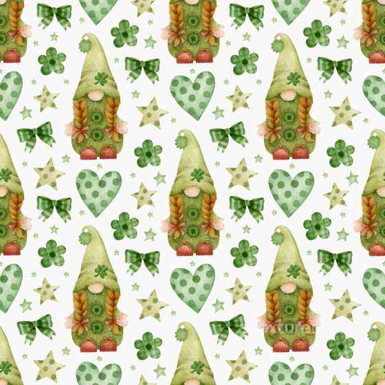 Seamless St Patrick Gnome-themed 3D PBR Fabric Texture with Patterned Hearts and Clovers St patrick texture preview