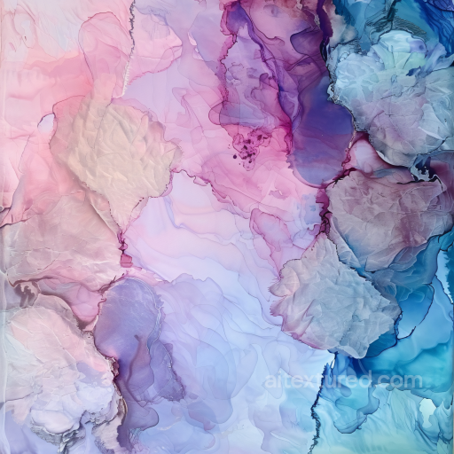 Alcohol Ink PBR Texture with Pastel Pink and Blue Fluid Marbling seamless Alcohol ink PBR texture