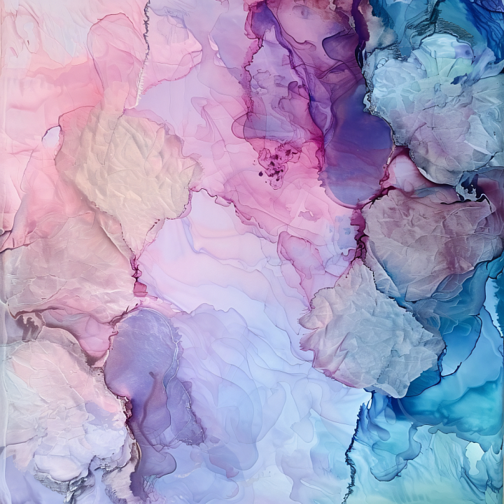 Alcohol Ink Featuring Soft Pink and Blue Marbling with Fluid Organic Fl… seamless PBR texture preview