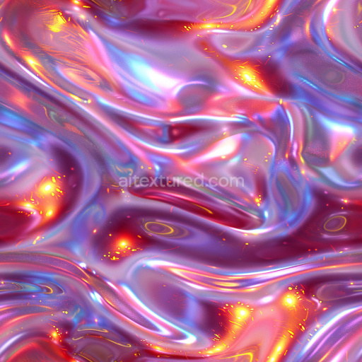 Seamless 3D PBR Glossy Iridescent Liquid Texture with Vibrant Hues