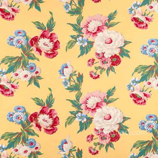 Vibrant Wild Flower Pattern on Yellow Fabric Seamless Texture seamless Wild Flower  PBR texture