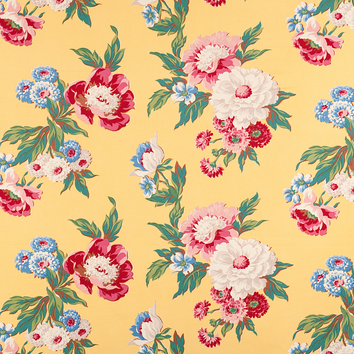 Vibrant Wild Flower Pattern on Yellow Fabric seamless PBR texture preview