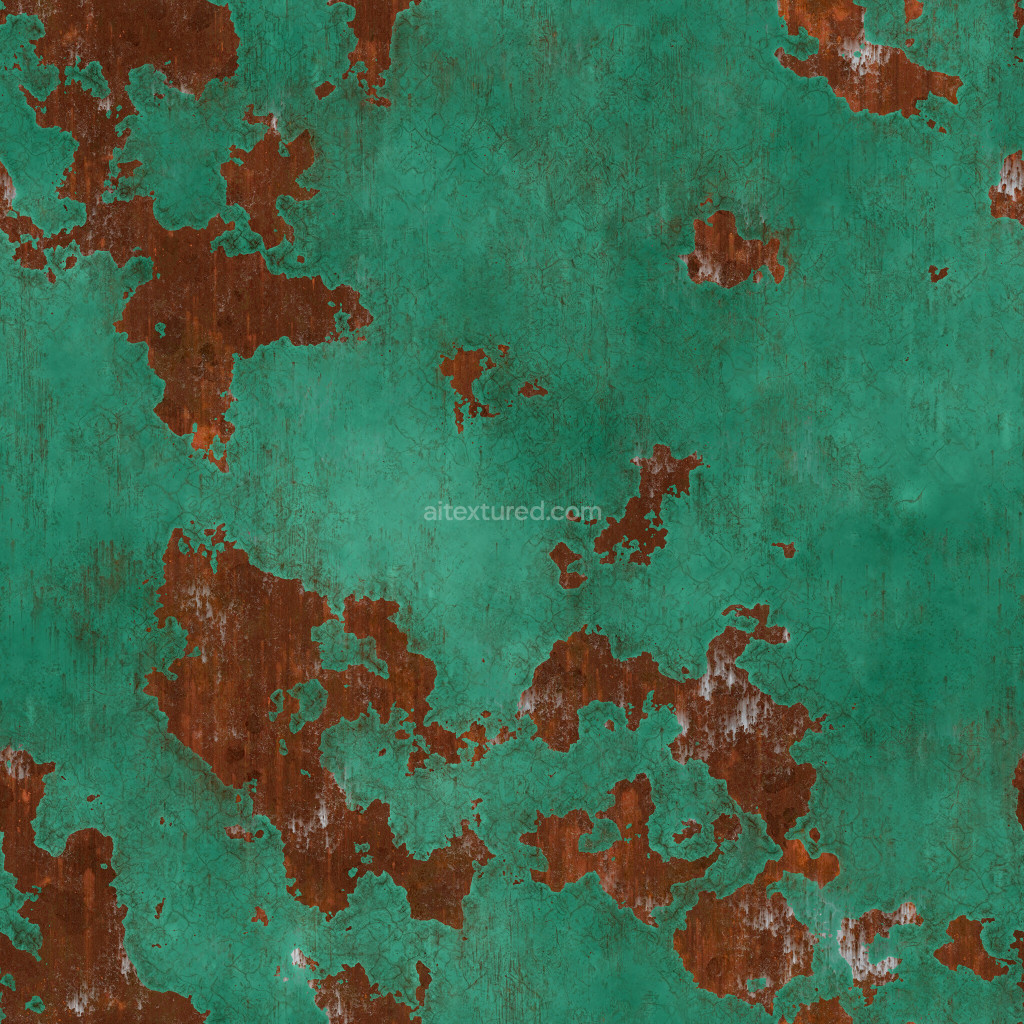 Painted metal seamless texture with vibrant colors and rust