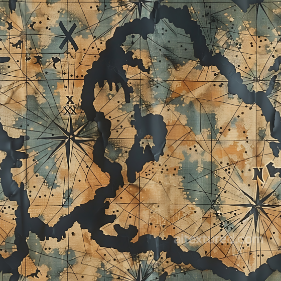 Vintage Nautical Camouflage PBR Texture with Chart and Compass Details Color Camouflage texture preview